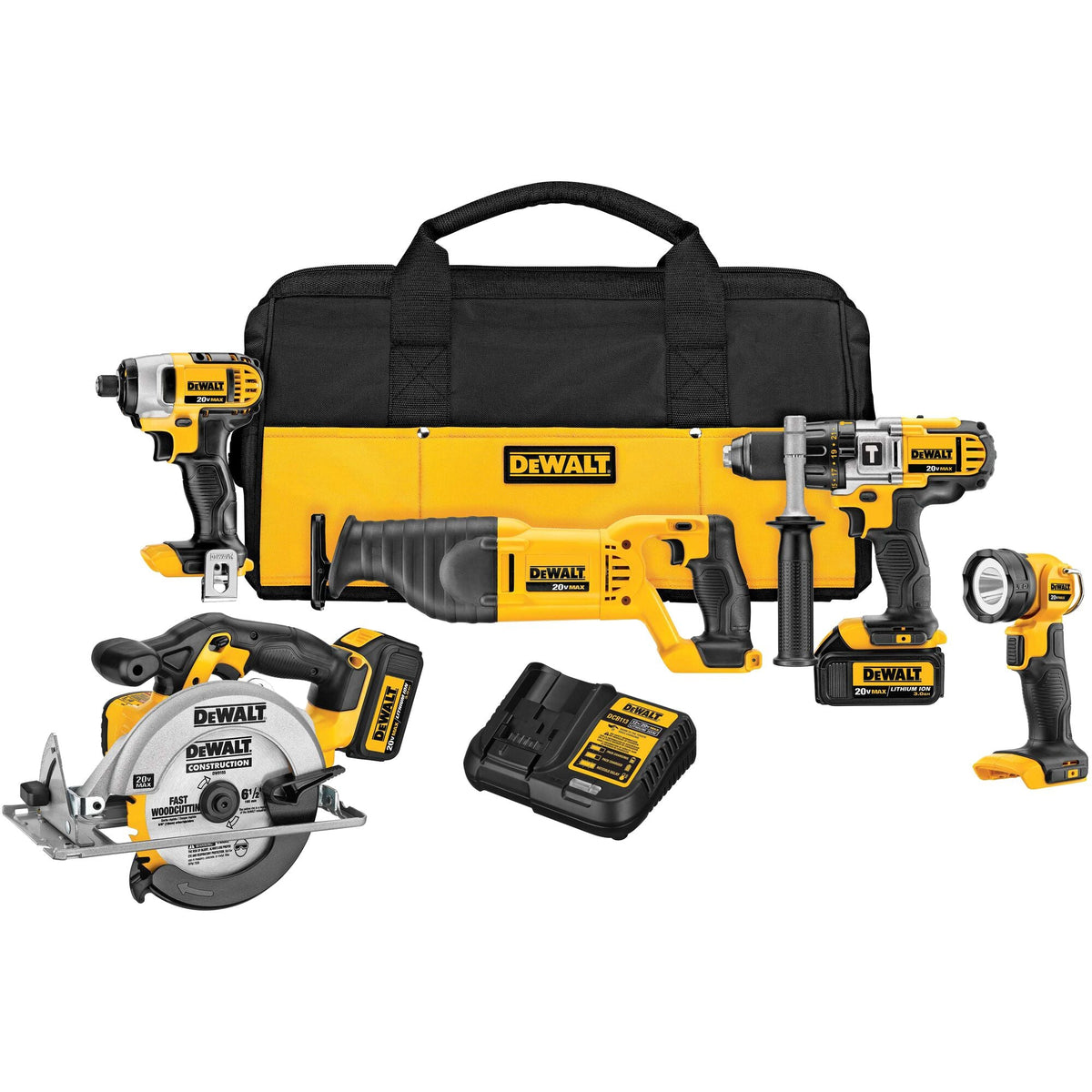 DEWALT 20V MAX 5-Tool Power Tool Combo Kit with Soft Case, Charger and (2) Batteries Included (Model DCK590L2)