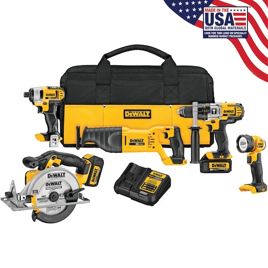 DEWALT 20V MAX 5-Tool Power Tool Combo Kit with Soft Case, Charger and (2) Batteries Included (Model DCK590L2)