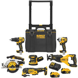 DEWALT 20-Volt MAX Lithium-Ion Brushless 6-Tool Cordless Combo Kit with ToughSystem 2.0, (2) 4.0Ah Batteries and Charger