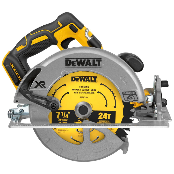 DEWALT 20V MAX XR Brushless Cordless 7-1/4 in. Circular Saw with Electric Brake, Tool-Only + 20V 5Ah Li-Ion Battery
