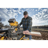 DEWALT FLEXVOLT 120V MAX Lithium‑Ion Brushless 12 in. Sliding Miter Saw Kit with (2) Batteries (2Ah) and Bonus Radio