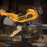 DEWALT FLEXVOLT 120V MAX Lithium‑Ion Brushless 12 in. Sliding Miter Saw Kit with (2) Batteries (2Ah) and Bonus Radio