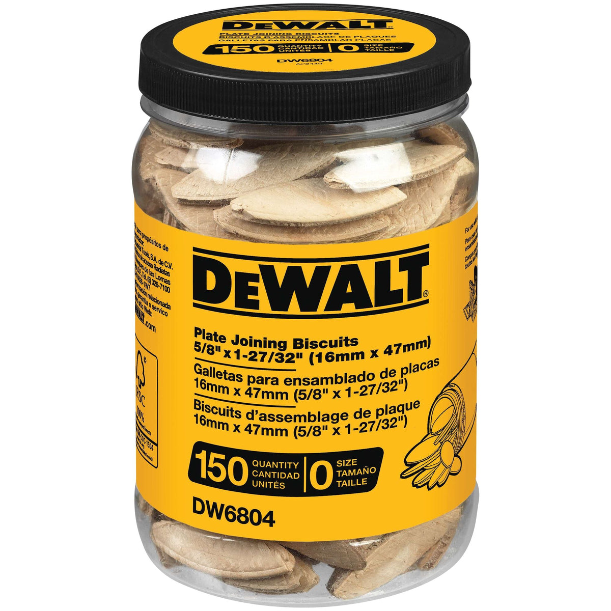 DEWALT Plate Joining Biscuits, Size 0, 150-Pack (16mm x 47mm)