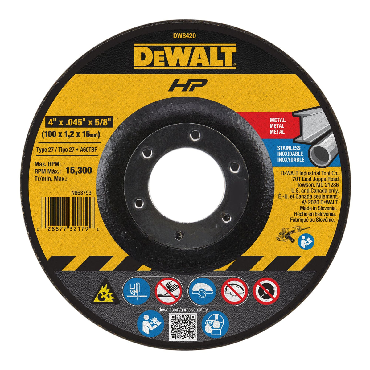 DEWALT HP Aluminum Oxide 5-in Multi-Grade Cut-Off Wheel, Type 27