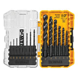 DEWALT DWA1184 14-Piece Black & Gold HSS Twist Drill Bit Set, 1/16–1/2 in
