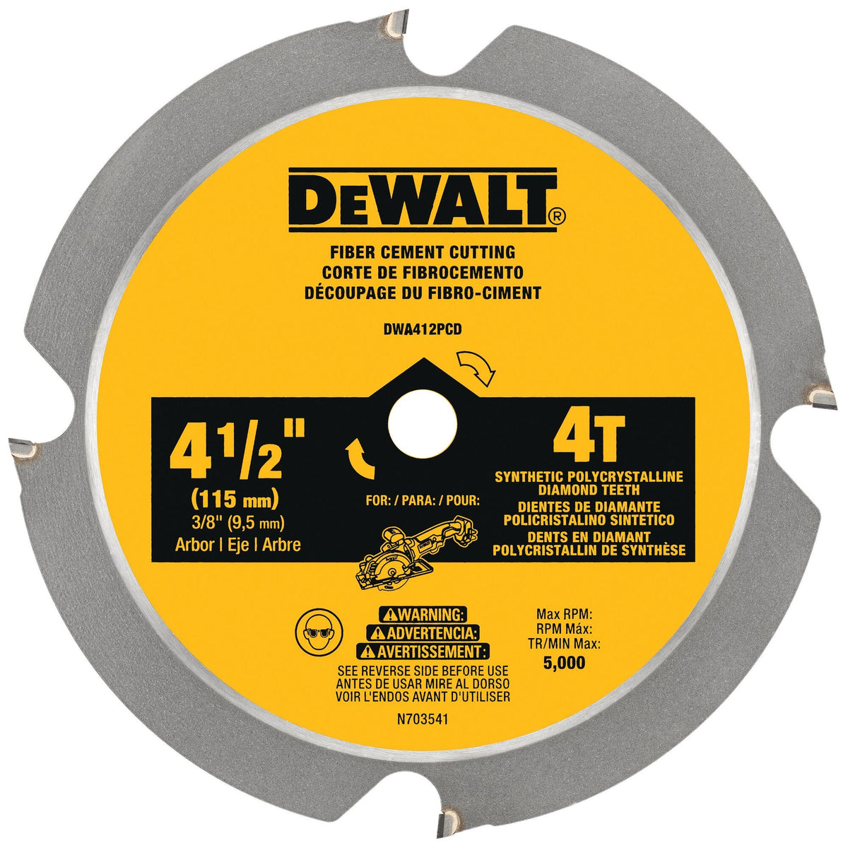 DEWALT ATOMIC 4-1/2 in. 4-Tooth Fiber Cement Cutting Circular Saw Blade
