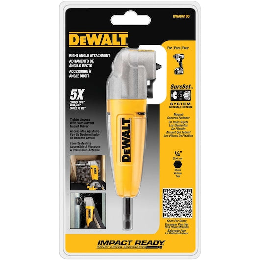 DEWALT DWARA100 Right Angle Attachment, 1/4 in. Hex, Impact Ready