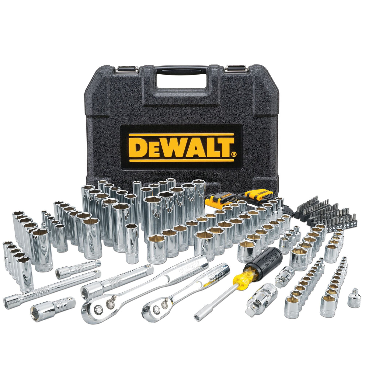 DEWALT 1/4 in., 3/8 in., and 1/2 in. Drive Polished Chrome Mechanics Tool Set, 200-Piece (DWMT45007)