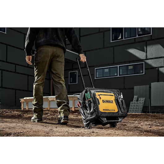 DEWALT Black/Yellow Polyester 12.125-in Zippered Rolling Tool Roll