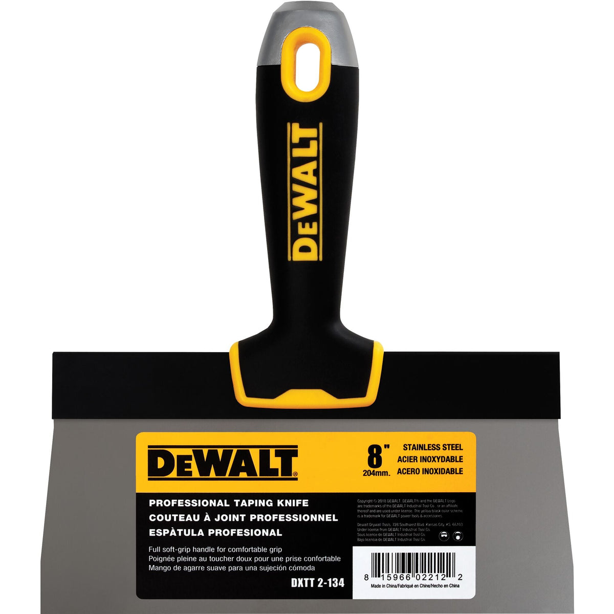 DEWALT 8 in. Stainless Steel Hammer-End Taping Knife with Soft Grip Handle