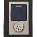 Schlage Century Satin Nickel Connect Smart Lock with Alarm and Latitude Lever Handleset