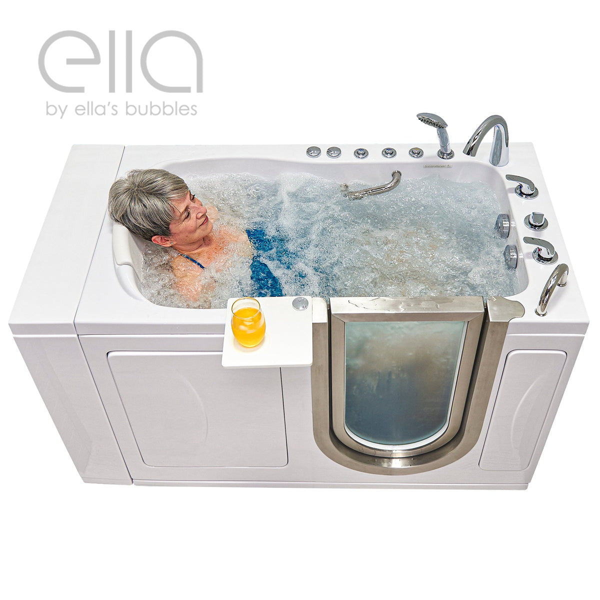 Elite 52 in. Walk-In Whirlpool and Air Bath Bathtub in White with LH Door, Thermostatic Faucet, Dual Drain, Shower Screen