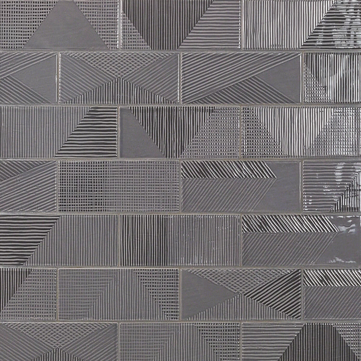 Enigma Graphite Gray 2x8 Polished Textured Ceramic Wall Tile