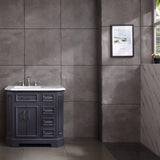 Eviva Glory 42 in. W x 22 in. D x 33 in. H Bathroom Vanity in Dark Gray with White Carrara Marble Top and White Sink