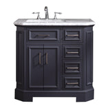 Eviva Glory 42 in. W x 22 in. D x 33 in. H Bathroom Vanity in Dark Gray with White Carrara Marble Top and White Sink
