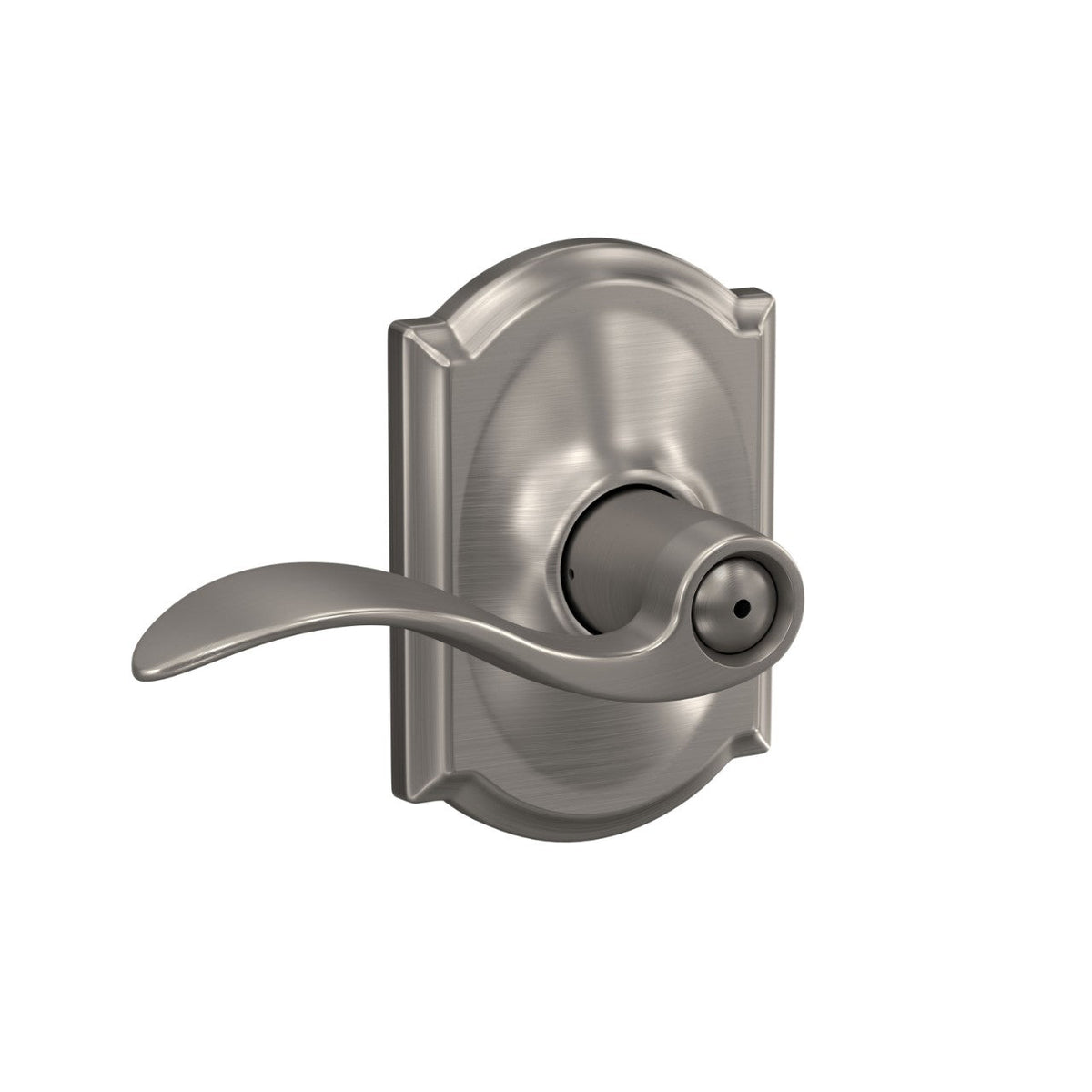 Schlage Accent Satin Nickel Privacy Bed/Bath Door Lever with Camelot Trim