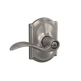 Schlage Accent Satin Nickel Privacy Bed/Bath Door Lever with Camelot Trim