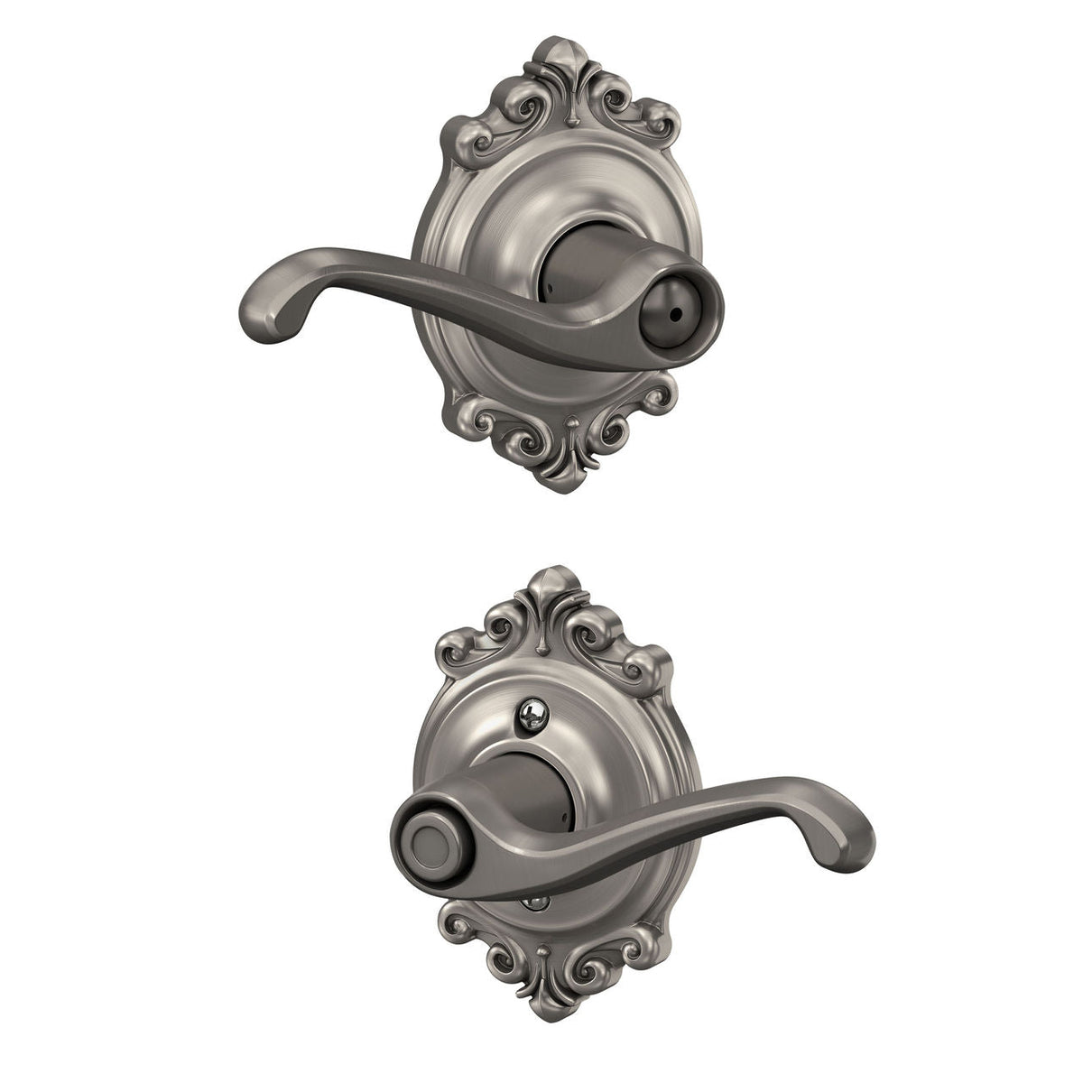 Schlage Flair Aged Bronze Privacy Bed/Bath Door Lever with Brookshire Trim