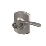 Schlage Merano Matte Black Privacy Bed/Bath Door Lever with Greenwich Trim