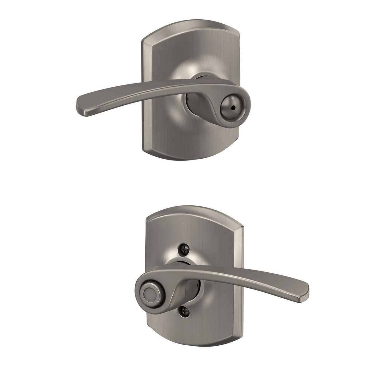Schlage Merano Matte Black Privacy Bed/Bath Door Lever with Greenwich Trim