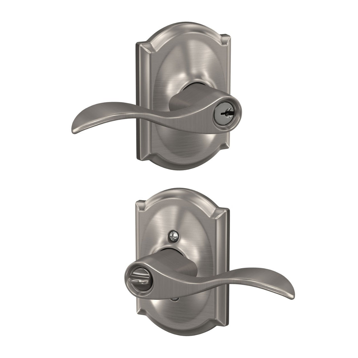 Schlage F51 Accent Lever with Camelot Trim Keyed Entry Lock, Aged Bronze