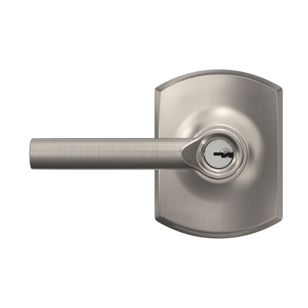 Schlage Broadway Keyed Entry Door Lever with Greenwich Trim – Matte Black