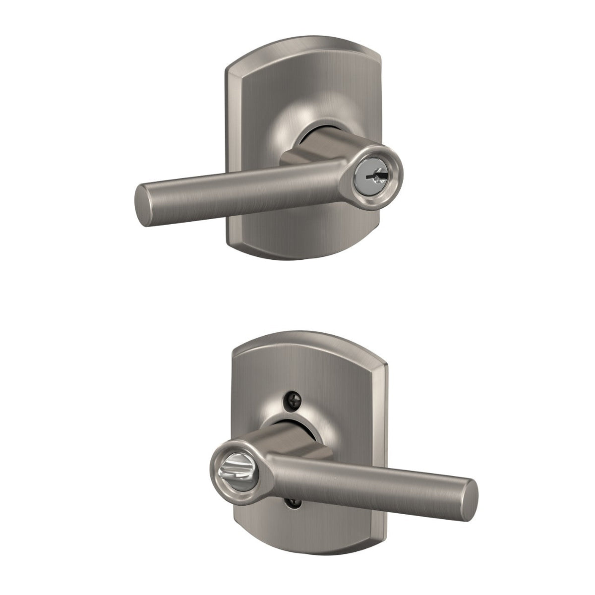 Schlage Broadway Keyed Entry Door Lever with Greenwich Trim – Matte Black