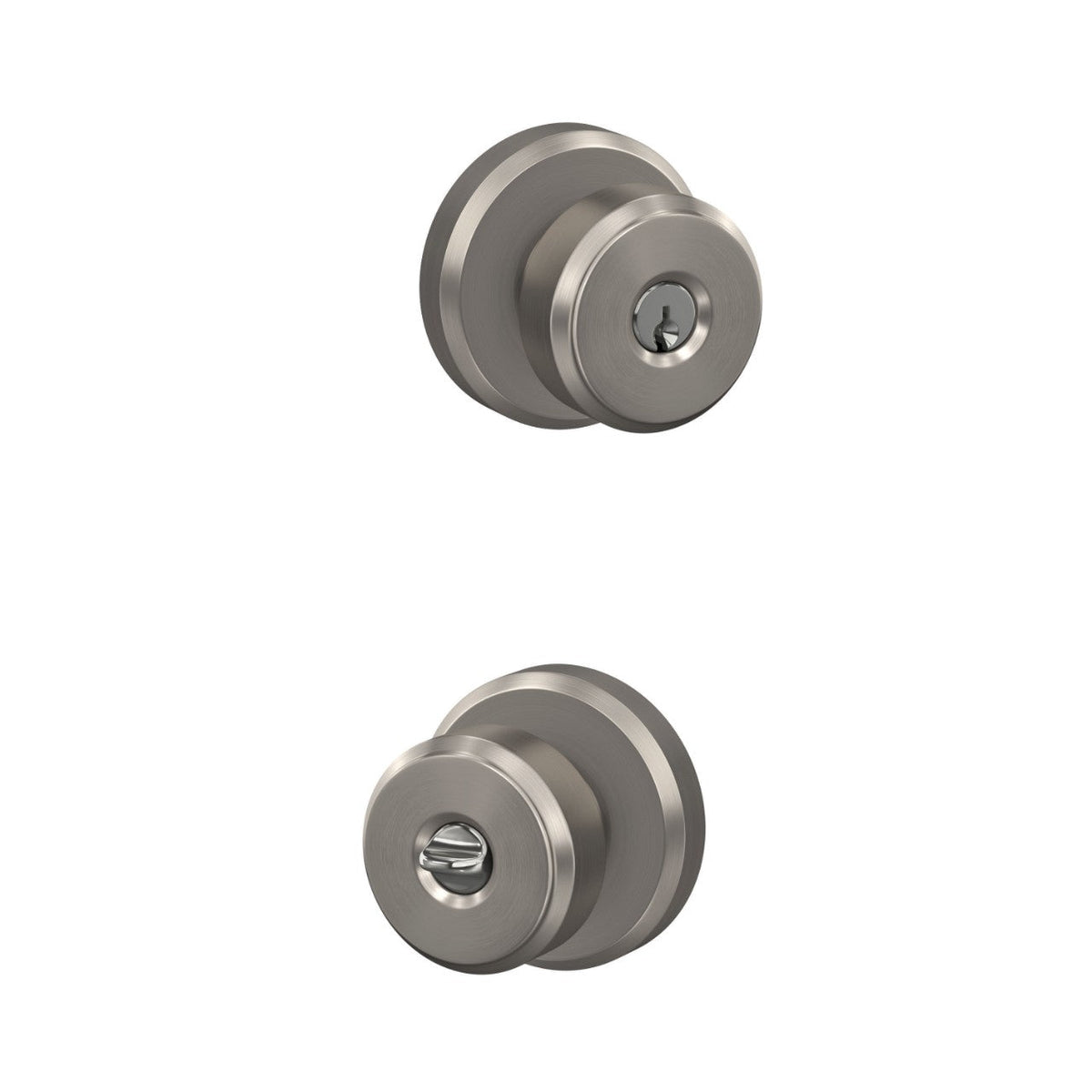 Schlage Bowery Matte Black Keyed Entry Door Knob with Greyson Trim