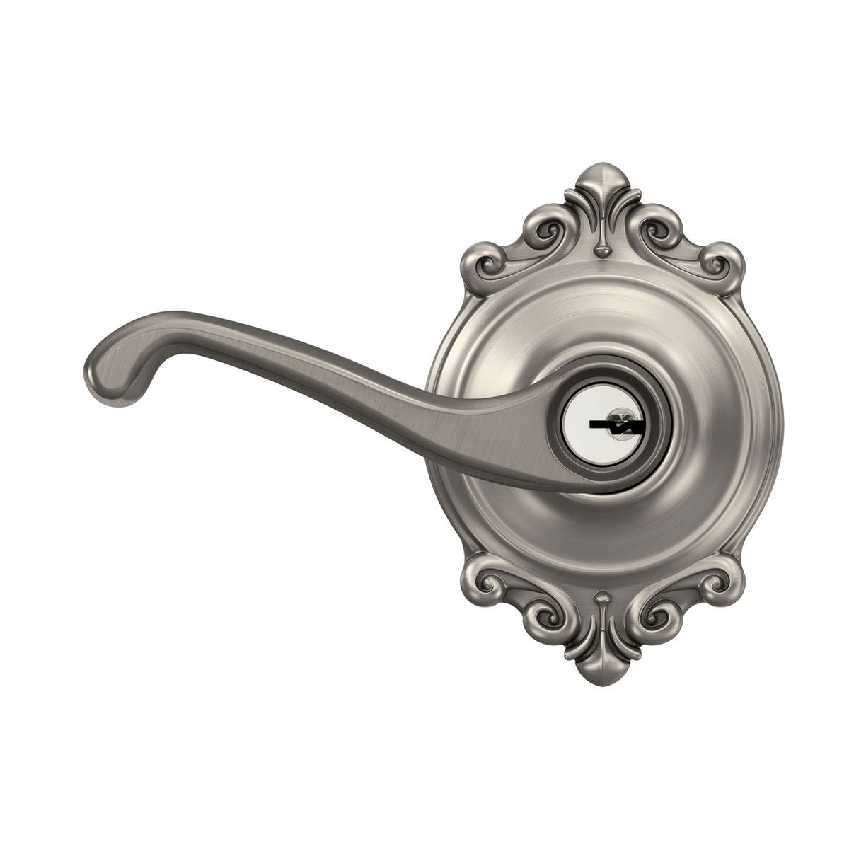 Schlage Flair Keyed Entry Door Lever with Brookshire Trim, Aged Bronze