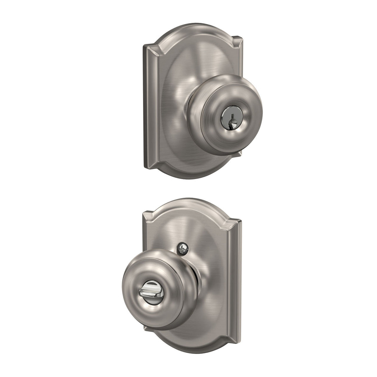 Schlage Custom Georgian Aged Bronze Keyed Entry Door Knob with Camelot Trim