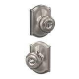 Schlage Custom Georgian Aged Bronze Keyed Entry Door Knob with Camelot Trim