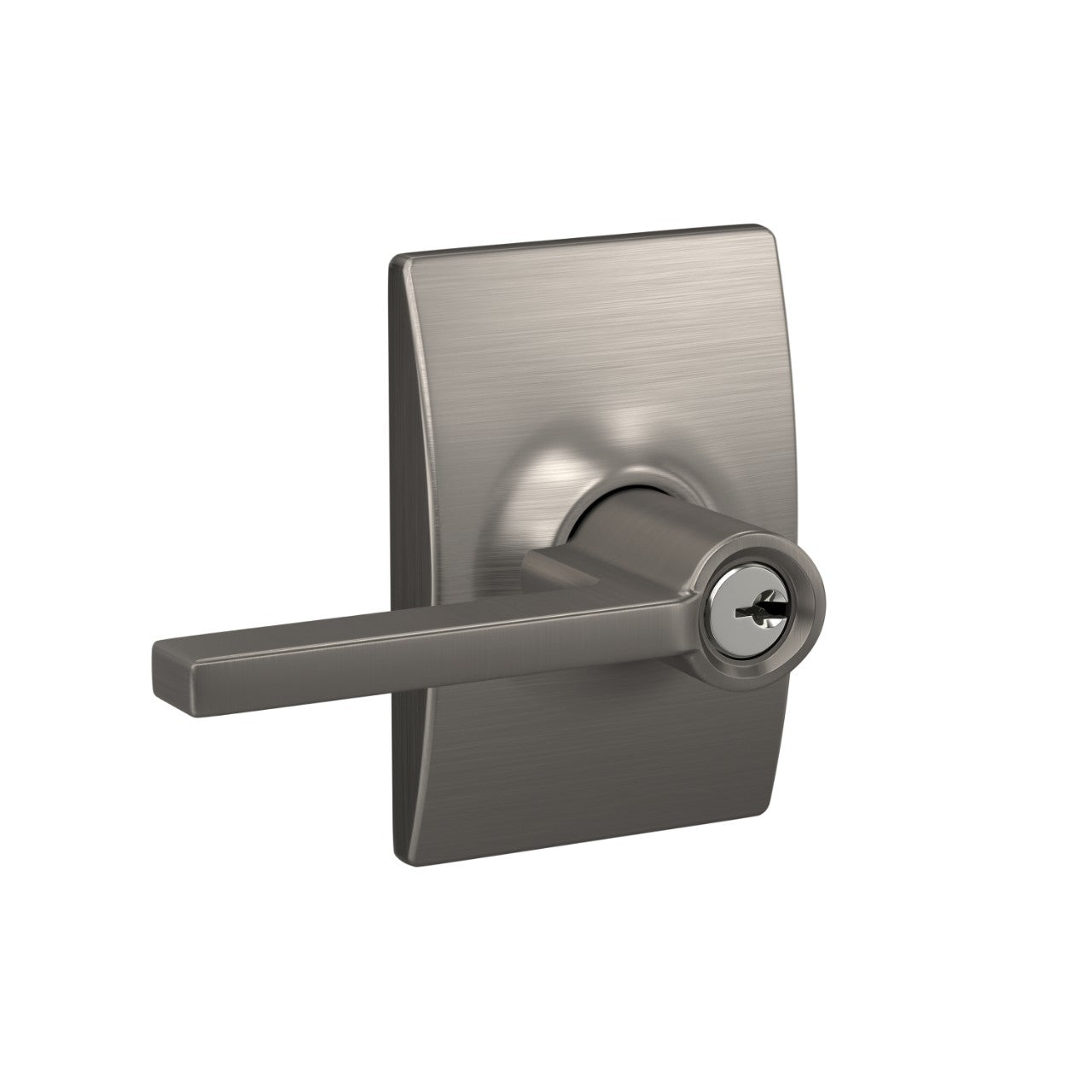 Schlage Latitude Lever with Century Trim Keyed Entry Lock, Satin Nickel (F51LATFFFCEN)