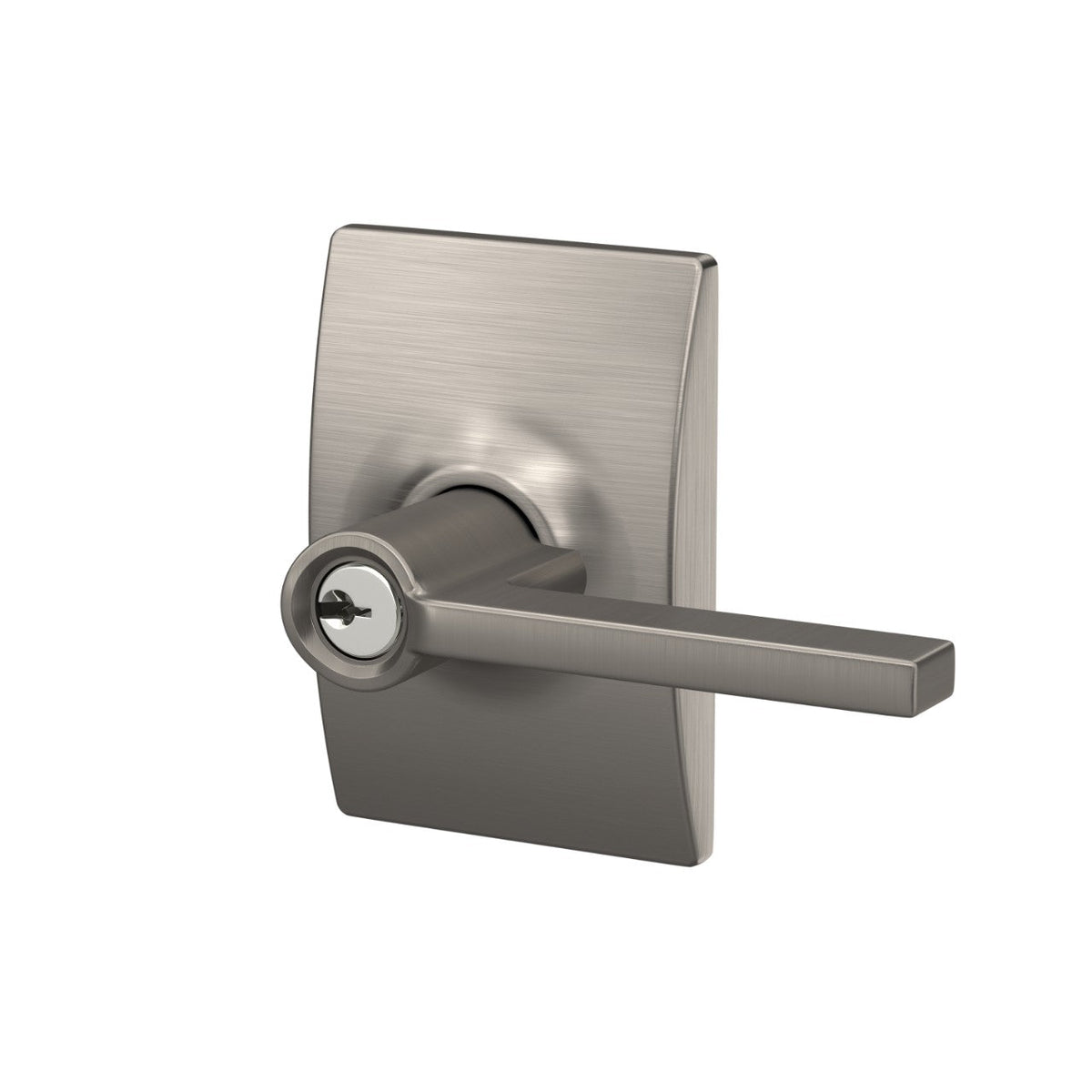 Schlage Custom Latitude Keyed Entry Door Lever with Century Trim – Matte Black