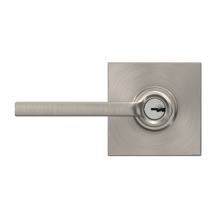 Schlage Custom Latitude Keyed Entry Door Lever with Collins Trim — Matte Black