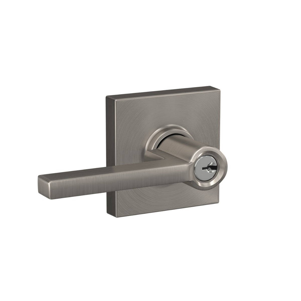 Schlage Custom Latitude Keyed Entry Door Lever with Collins Trim — Matte Black