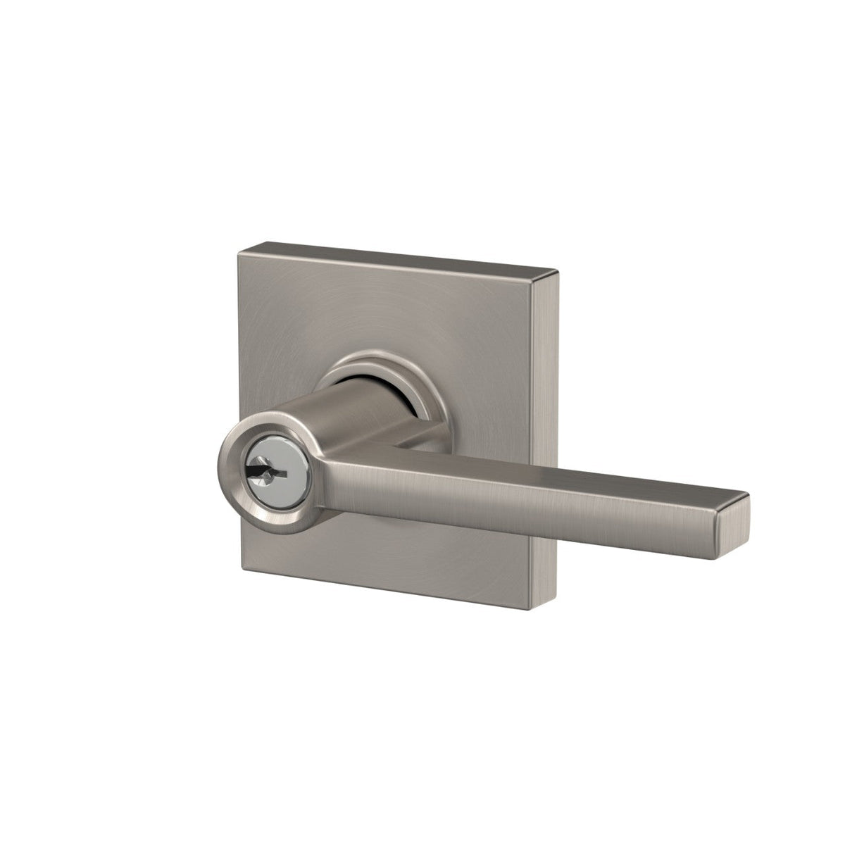 Schlage Custom Latitude Keyed Entry Door Lever with Collins Trim — Matte Black