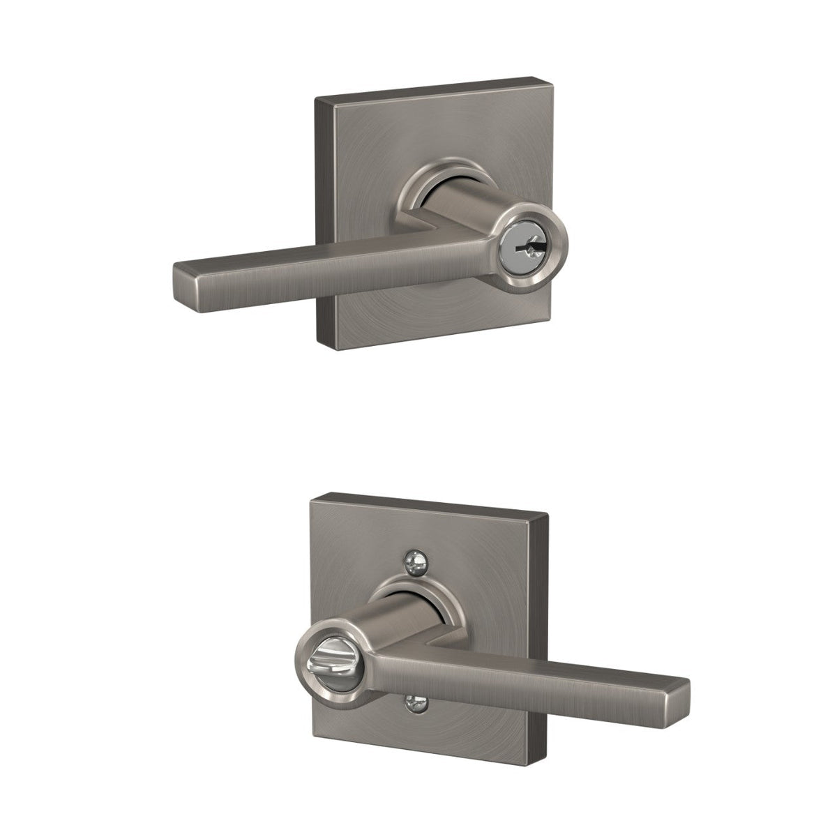 Schlage Custom Latitude Keyed Entry Door Lever with Collins Trim — Matte Black