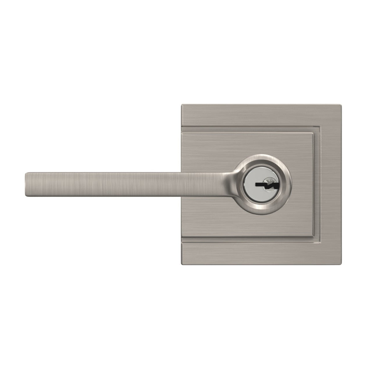 Schlage Latitude Keyed Entry Door Lever with Upland Trim, Satin Nickel