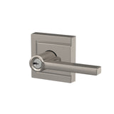 Schlage Latitude Keyed Entry Door Lever with Upland Trim, Satin Nickel