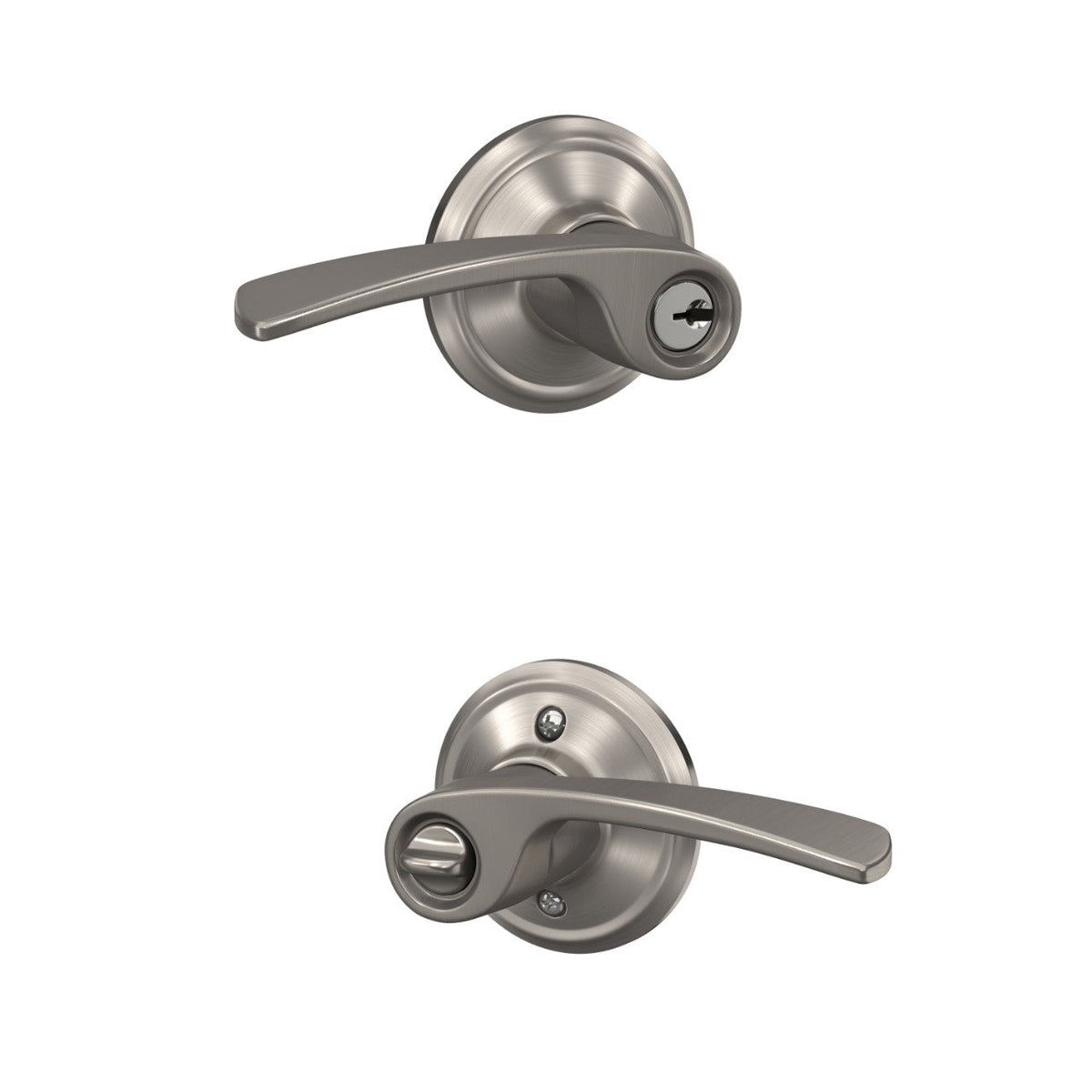 Schlage F51 Merano Keyed Entry Lever, Satin Nickel, Reversible