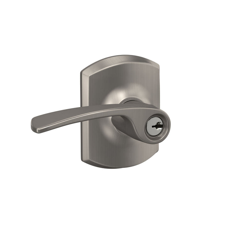 Schlage Merano Matte Black Keyed Entry Door Lever with Greenwich Trim
