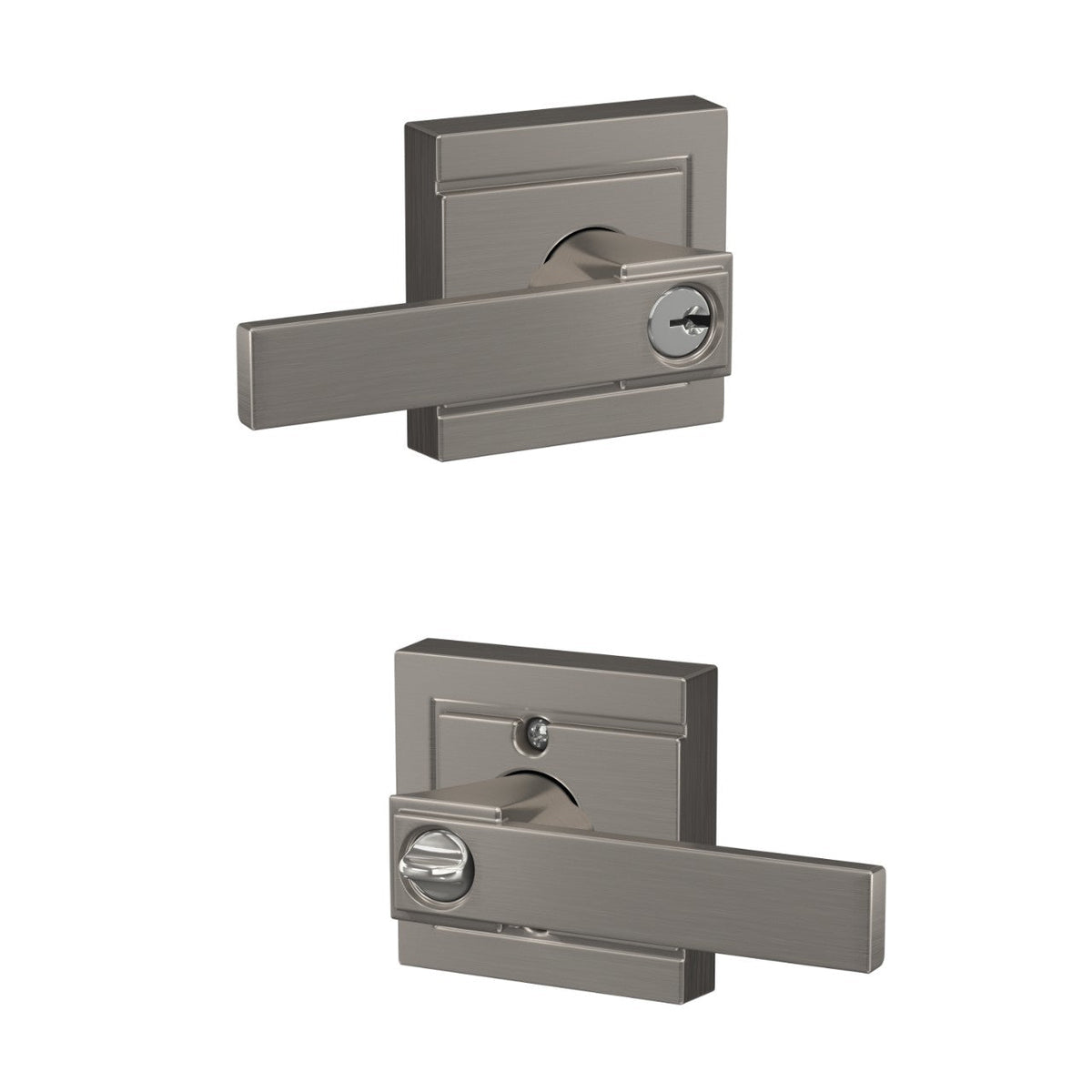 Custom Northbrook Matte Black Upland Trim Keyed Entry Door Lever