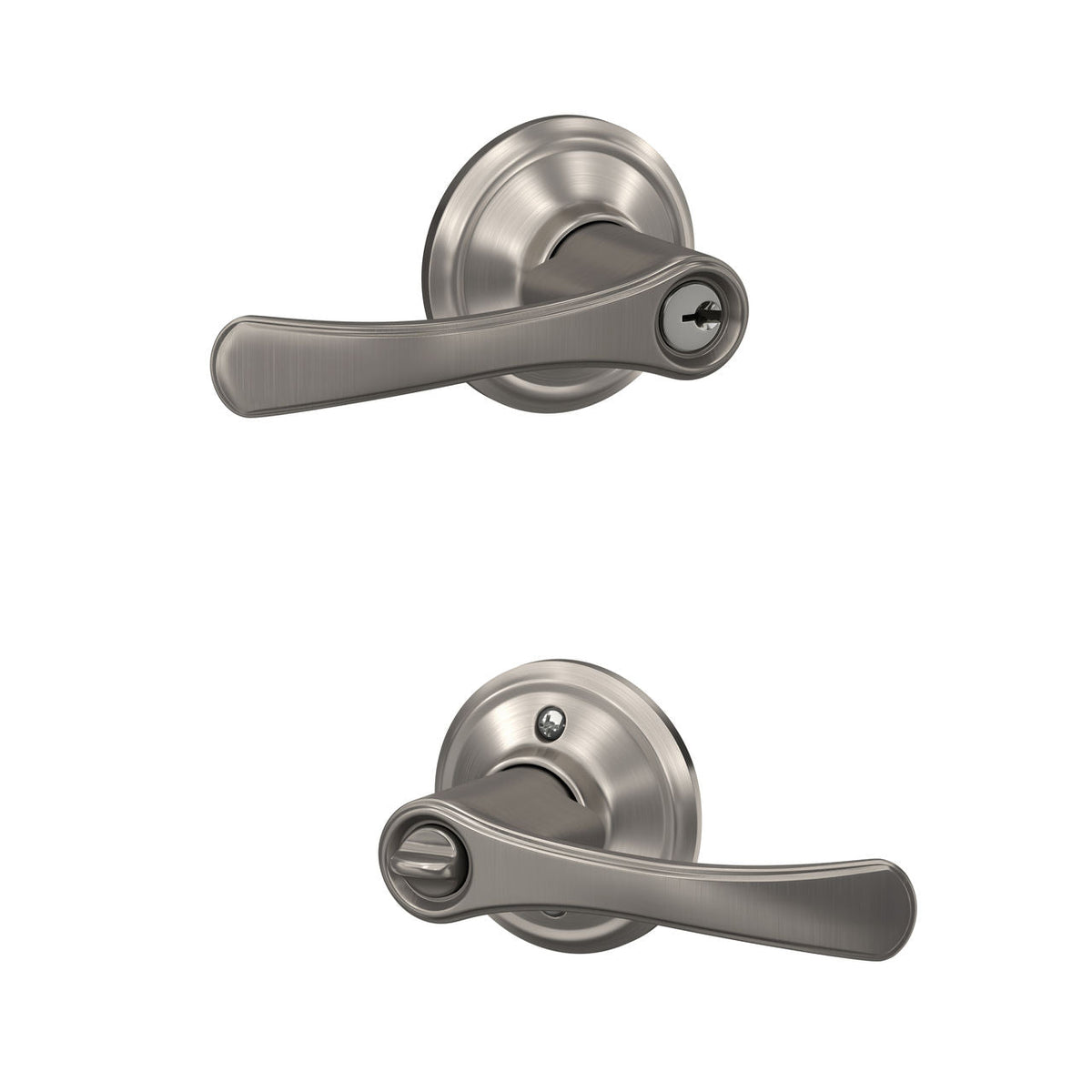Schlage Avila Aged Bronze Entry Lever, Grade 2, 2-3/4 in Backset