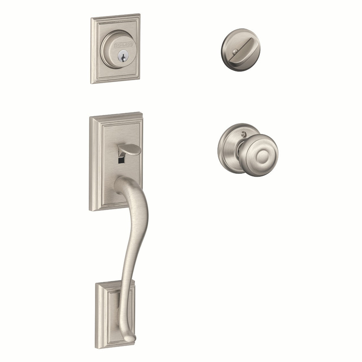 Schlage Addison Aged Bronze Single Cylinder Deadbolt with Georgian Knob Door Handleset