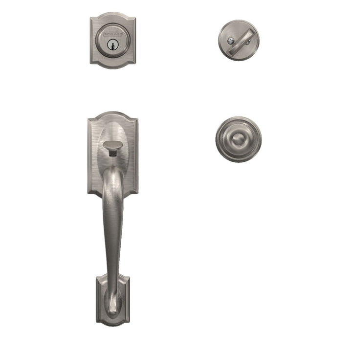 Schlage Camelot Aged Bronze Single Cylinder Deadbolt with Georgian Knob Door Handleset