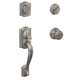 Schlage F60 Camelot Antique Brass Single-Cylinder Deadbolt Keyed Entry Door Handleset with Georgian Knob