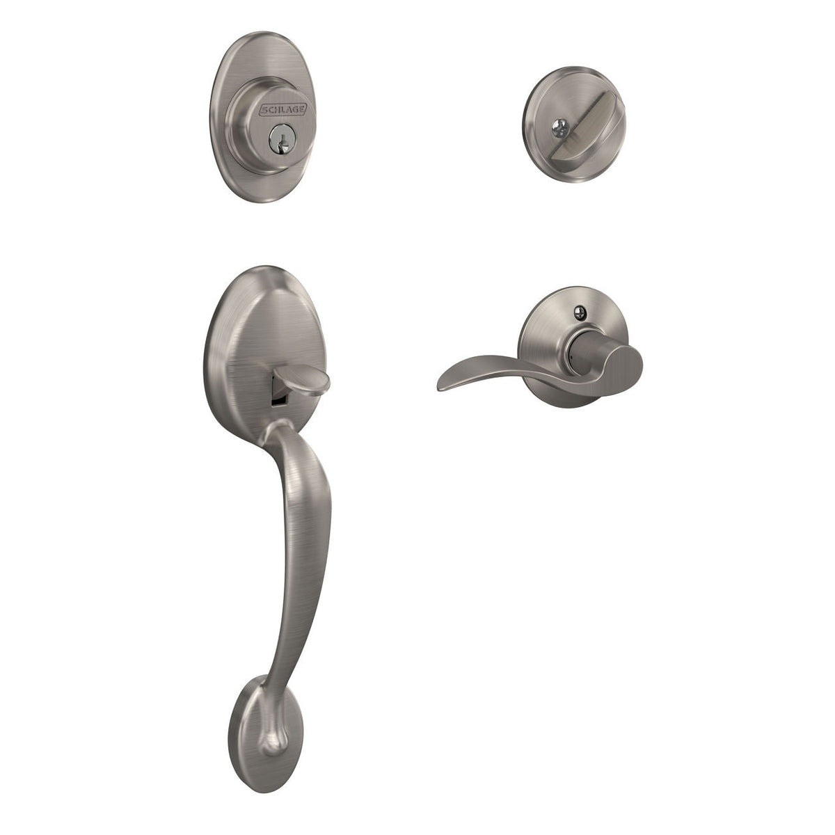 Schlage Plymouth Antique Brass Single Cylinder Deadbolt with Right Handed Accent Lever Door Handleset