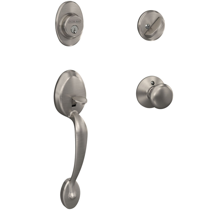 Schlage Plymouth Bright Brass Single Cylinder Deadbolt with Plymouth Knob Handleset