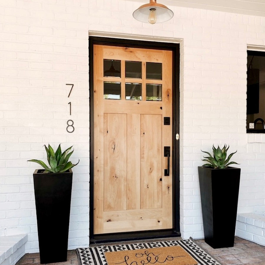 Krosswood Doors 32 in. x 80 in. Craftsman Knotty Alder Universal/Reversible 6-Lite Clear Glass Unfinished Solid Wood Front Door Slab