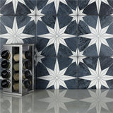 Merola Tile Cassis Stella Black Night 9-3/4 in. x 9-3/4 in. Porcelain Floor and Wall Tile (10.88 sq. ft./Case)
